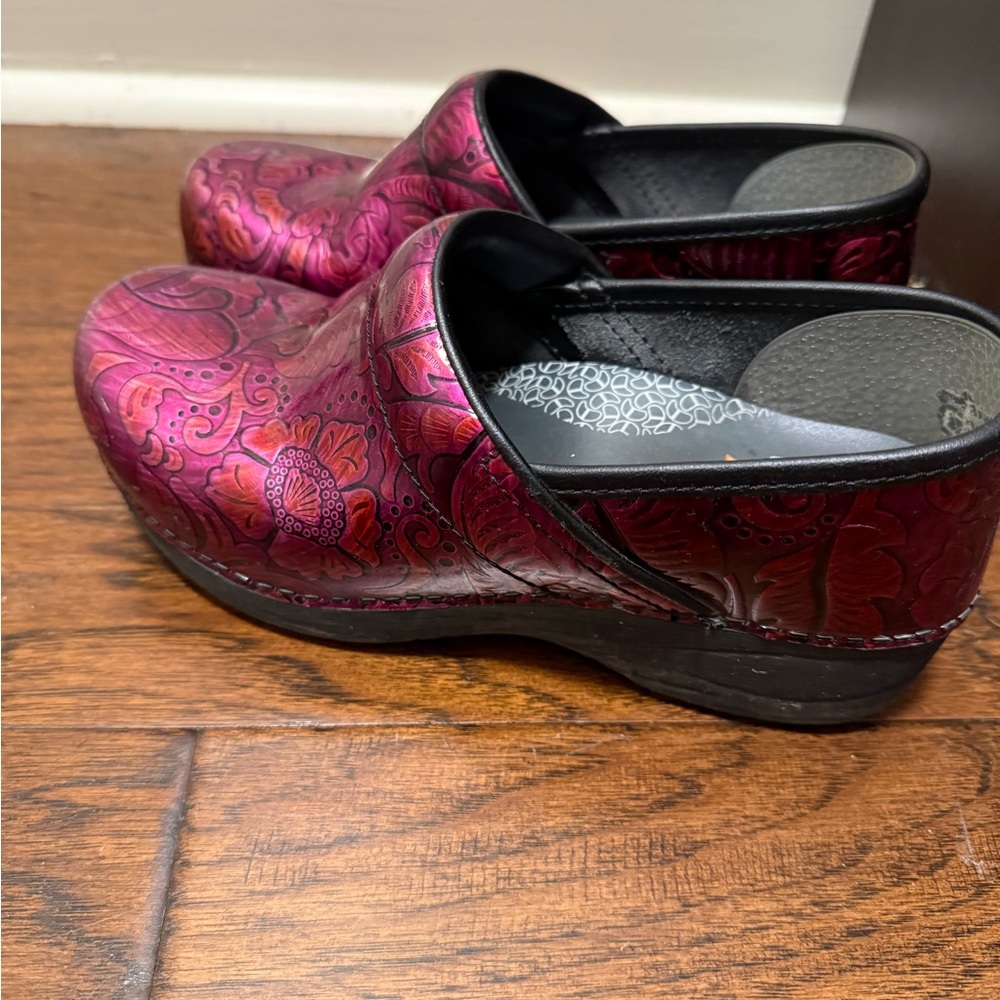 Dansko Fuchsia Paisley Clogs